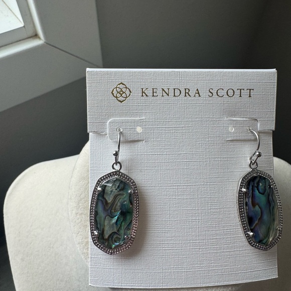 Kendra Scott Elle Abalone and Silver Earrings with Dust Bag - Picture 2 of 5